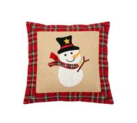 SHATCHI Hessian Home Bedroom Office Decorations Burlap Cotton Linen Printed Pillow Covers - Reindeer/Snowman/Robin/Christmas Pudding, 40x40cm