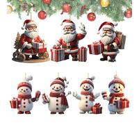 Snowman Christmas Decorations - 7 Pieces 2D Tree Pendant Ornaments, Acrylic Decorations, Rustic Farmhouse Decor for Holiday Party, Home, Living Room, Bedroom, Table Display | Cute Ornaments with Seaso