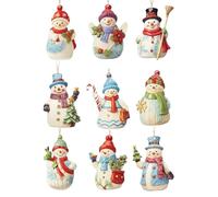 : Snowman Christmas Decorations - Snowman Christmas Decorations | 9 Piece Wooden Hanging Collectable Figures for Tree Window Home Garden Outdoor Party P