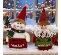 Snowman Christmas Gonk Decorations, 2PCS Plush Snowman Decorations, Xmas Table Winter Gonk Gnome for Tree Hanging And Home Display (Red)