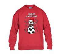 Snowman Christmas Mens Sweatshirt Xmas Boys Pullover Party Jumper Funny Football Santa Novelty Unisex Gift Girls Kids Sweat Top Printed Design Red - Youth Medium (Age 7-8)