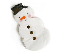 Snowman Christmas Napkins - Pack of 20 White XmasThemed Disposable Tissues Set - Fun Foil Printed Quality Shaped Dinner Party Tableware Kids Birthday Theme