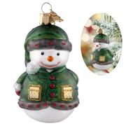Snowman Christmas Ornaments,Glass Blown Ornaments for Tree,Green Snowman Collection Figurine Hanging Ornaments,Christmas Decorations for Xmas Tree Holiday Party Daily Gifts