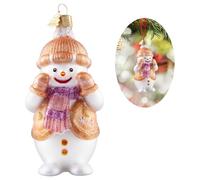 Snowman Christmas Ornaments,Hand Blown Glass Ornaments for Tree,Naughty Snowman Collection Figurine Hanging Glass Baubles,Christmas Decorations for Xmas Tree Holiday Party Daily Gifts