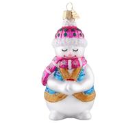 Snowman Christmas Ornaments,Hand Blown Glass Ornaments for Tree,Shy Snowman Collection Figurine Hanging Ornament,Christmas Decorations for Xmas Tree Holiday Party Daily Decor Gifts