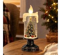 Snowman Christmas Snow Globe Flameless Candle Battery Operated, Spinning Swirling Glitter Water Tornado Lamp, LED Flickering Flame, Christmas Tabletop Home Decoration Xmas Holiday Gift