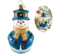 Snowman Christmas Tree Ornaments,Hand-Blown Glass Ornaments for Tree,Star Hat Snowman Collection Figurine Hanging Ornament, Christmas Decorations for Holiday Party Home Gifts