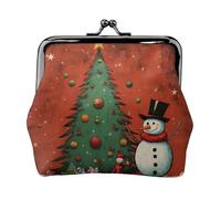 snowman Christmas Tree small wallets woman,wallets for women,coin purse for women,small womens wallet,with zipper and kiss lock, Black, One Size, Art Deco