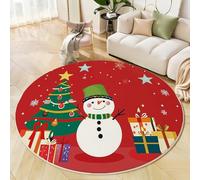 Snowman, Christmas Tree, Stars Round Rugs, Washable Non-Slip Rug, Cartoon Christmas Round Area Rugs 60 Cm, For Living Room Bedroom Hallway Study Coffee Table Bedside Rug