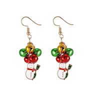 Snowman Colorful Christmas Jingle Bell Dangle Hook Earrings for Women Gold Plated Huggie Cute Ornament Xmas Tinkle Bell Dangling Drop Hoop Earring Fashion Festival Holiday Party Jewelry Gifts for