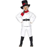 Smiffy's Snowman Costume – Children's – White top, trousers, hat, scarf, belt & carrot nose