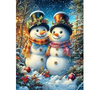 Snowman Couple in Christmas Garden 1000 Piece Pack Classic Jigsaw Puzzle Mitos Cuento De Hadas Couple Puzzle Partners Ultra Difficult Wall Decor Easter New Year Gift Thick Paperboard 1000 PCS