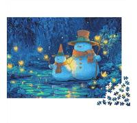 Snowman Couple Night 1000 Pieces Extra-Thick Cardboard DIY Jigsaw Puzzle, Cognitive Development & Rehabilitation Puzzle, Leisure Activity, Premium Quality Puzzle 38x26cm/1000pcs