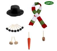 Snowman Decorating Kit, 13Pcs Snowman Making Set with Hat Scarf Eyes Nose Toys Accessories, For Kids Snow Winter Outdoor