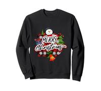 SNOWMAN DESIGN. MERRY CHRISTMAS, BELLS LIGHTS PINE BRANCHES Sweatshirt