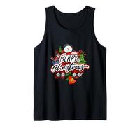 Snowman Design. Merry Christmas, Bells Lights Pine Branches Tank Top