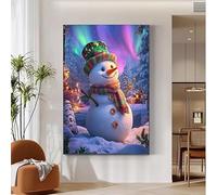Snowman Diamond Art Kits Adults, Aurora Diamond Painting Kits for Adults, Dimond Art Small 30x40cm Canvas, 5D Round Full Drill Painting by Numbers DIY Crystal Art and Crafts Kits for Home Decor 0M-10