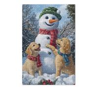 Snowman Dogs Winter Jigsaw Puzzles for Adults, Puzzle 500 Pieces Adult, Interlock Suitablely, Home Decor for Men Women