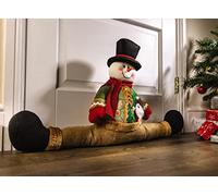 Snowman Draught Excluder Cushion - 71cm Eco Friendly Energy Saving Door Draft Breeze Wind Guard Stopper - Indoor Home Insulation Winter Festive Christmas Decor