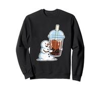 Snowman Drinking Bubble Tea Funny Winter Sweatshirt