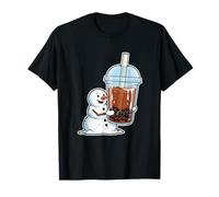 Snowman Drinking Bubble Tea Funny Winter T-Shirt