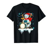 Snowman Drummer Christmas Drums Percussionist T-Shirt