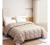 SNOWMAN Extra-Soft Down Blanket Queen, Lightweight Down Comforter with 8 Corner Tabs, Cooling Bed Comforter for Hot Sleepers, 18oz Fill Weight and Noiseless Down Proof Fabric (Khaki, 90"x90")