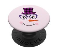 Snowman Face Carrot Nose Eyelashes Leopard Glasses Christmas PopSockets Adhesive PopGrip