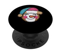 Snowman Face Leopard Print Santa Hat PopSockets Adhesive PopGrip
