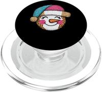 Snowman Face Leopard Print Santa Hat PopSockets PopGrip for MagSafe