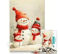 Snowman Family Winter Scene Jigsaw Puzzle for Adults 1000 Pieces Mind Puzzle Calm Pastime Image Assembly Lovely Present (38x52cm)