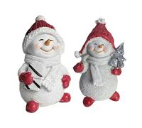 Snowman Figurines, Seasonal Decor, 2 Pieces, Resin Snowman Desk Ornament, Holiday Winter Shelf Decorations, Charming Winter Design, For Kitchen, Desk Or Shelf