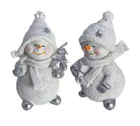 Snowman Figurines, Seasonal Decor, 2 Pieces, Resin Snowman Desk Ornament, Holiday Winter Shelf Decorations, Charming Winter Design, For Kitchen, Desk Or Shelf