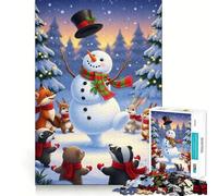 Snowman Forest Animals in Winter 1000 Pieces Jigsaw Puzzles for Adults Strengthen Memory Casual Fun Clean Edge Classic Gift (38x26cm)