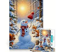 Snowman Forest Animals Winter 1000-piece Puzzle for Teenagers Mind Exercise Toy Mind Calm Design Assembly Cherished Gift (50x75cm)