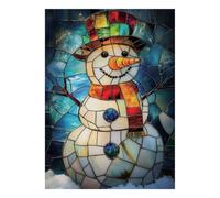Snowman Glass Mosaic Jigsaw Puzzle, 1000 Pcs For Adults | 38x26cm Puzzle Fans, Birthday Gift, Cardboard, Mood Calming, Tight Puzzle Fit