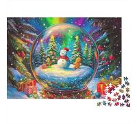 Snowman Globe 1000 Pieces Jigsaw Puzzles For Adults Educational Games Stress Relieving Entertainment Cultivate The Spirit of Teamwork for The Whole for Women, Gifts for Men 500pcs (52x3