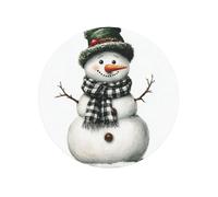 Snowman Green Hat Watercolor Aesthetic Round Magnetic Fridge Magnets For Kitchen Durable With Enduring Magnetism