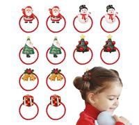 Snowman Hair Ropes - 12 Pieces Christmas Ponytail Headbands, Elastic Holders, Festive Ornaments Set, Colorful Decorative | for Kids Women Families Daughter Hooks