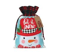 Snowman Head Illustration Christmas Burlap Gift Bags With Drawstring And Tags - Tiny Small Gift Bags For Xmas Candy And Christmas Supplies, Christmas Drawstring Gift Bags 8.3×11.8in