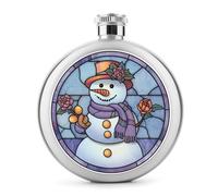 Snowman Holds A Large Pink Rose Stainless Steel Hip Flask for Liquor, Round Pocket Portable Wine Flask for Drink 5 Oz