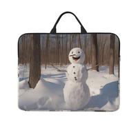 Snowman in Forest Patterned Laptop Sleeve Bag, 17 Inch Shockproof Laptop Sleeve, Slim Laptop Bag
