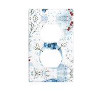 Snowman in Winter Duplex Receptacle Outlet Wall Plate, Standard Size 1-Gang, Polycarbonate Thermoplastic.