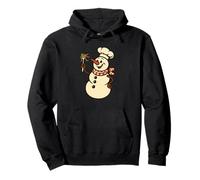 Snowman Italian Chef Pasta Christmas Vintage Kitchen Pun Pullover Hoodie