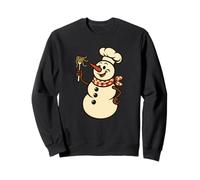 Snowman Italian Chef Pasta Christmas Vintage Kitchen Pun Sweatshirt