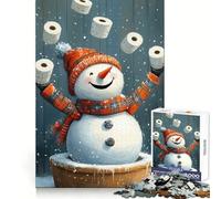 Snowman Juggling Toilet Paper Christmas Jigsaw Puzzle for Adults 1000 Pieces Memory Boost Group Play Pattern Assembly Xmas Surprise (38x52cm)