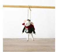 Snowman Jumper Mouse, 12.5cm Festive Felt Ornament, Cute Christmas Tree Decoration