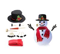 Snowman Kit Snowman Making Kit Winter Party Holiday Unisex Snowman Decorating Dressing Kit 16Pcs Hat Scarf Pipe Eyes Mouth Button Nose Snuff Bottle Cute Big Snow Man Building Kit Christmas Decoration