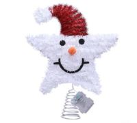Snowman LED Star Tree Top for Christmas Trees, Available with or without Lights, Made of Iron for Reliable For Festive Decoration (A)