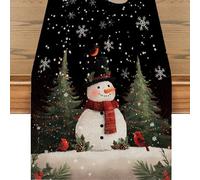 Snowman Let It Snow Winter Christmas Table Runner, Farmhouse Winter Christmas Xmas Holiday Home Kitchen Table Decorations Indoor Outdoor Party Supply 13x72 Inches